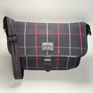 Vintage Burberry's Nova Check Messenger Bag Pre-1999 Plaid Crossbody Leather